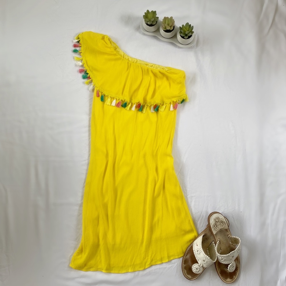 2/$10 Yellow One Shoulder Summer Dress Small